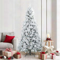 Künstlicher Scharnier-Weihnachtsbaum schneebedeckt Weiß 210 cm