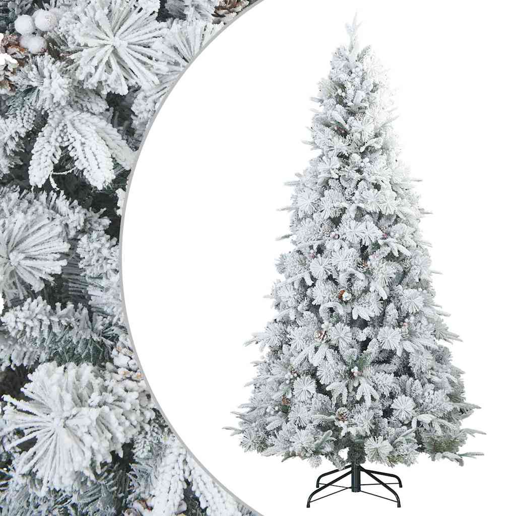 Künstlicher Scharnier-Weihnachtsbaum schneebedeckt Weiß 210 cm