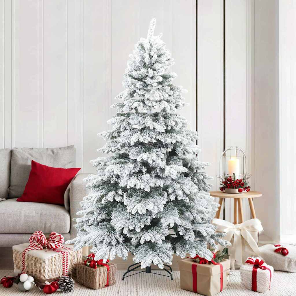 Künstlicher Scharnier-Weihnachtsbaum schneebedeckt Weiß 180 cm