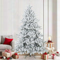 Künstlicher Scharnier-Weihnachtsbaum schneebedeckt Weiß 210 cm