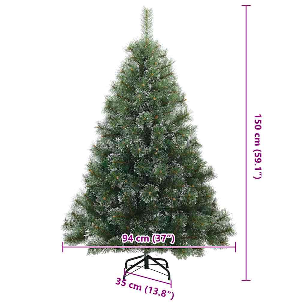 Künstlicher Scharnier-Weihnachtsbaum schneebedeckt Grün 150 cm