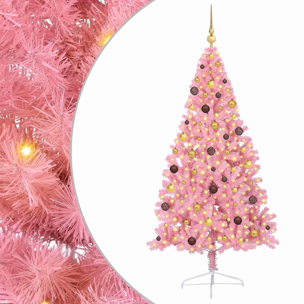 Künstlicher vorbeleuchteter Weihnachtsbaum Rosa 210 cm PVC