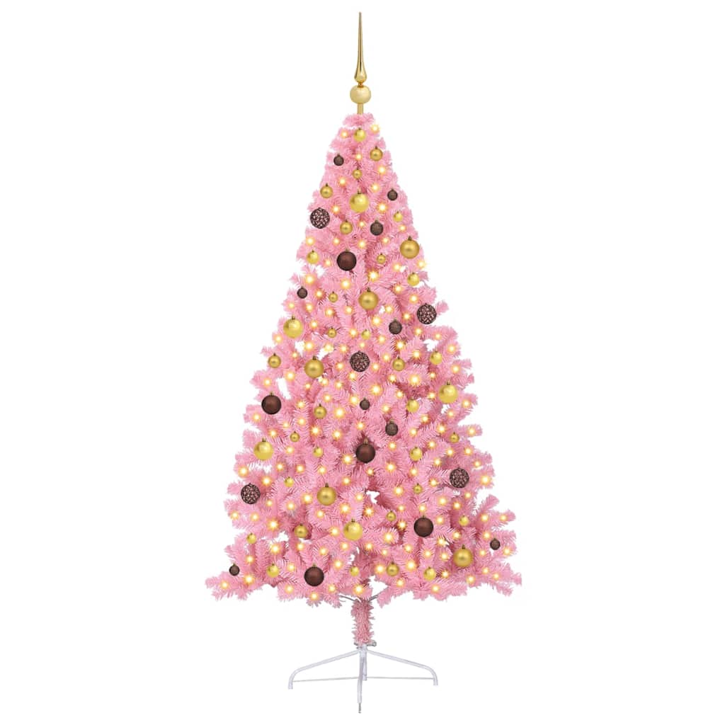 Künstlicher vorbeleuchteter Weihnachtsbaum Rosa 210 cm PVC