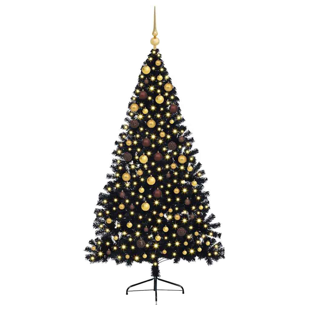 Künstlicher vorbeleuchteter Weihnachtsbaum Schwarz 210 cm PVC