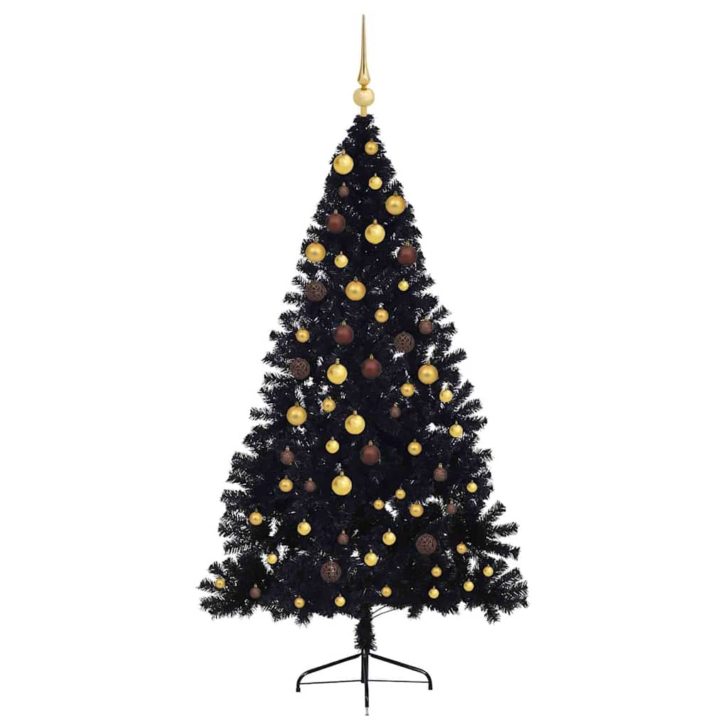 Künstlicher vorbeleuchteter Weihnachtsbaum Schwarz 210 cm PVC