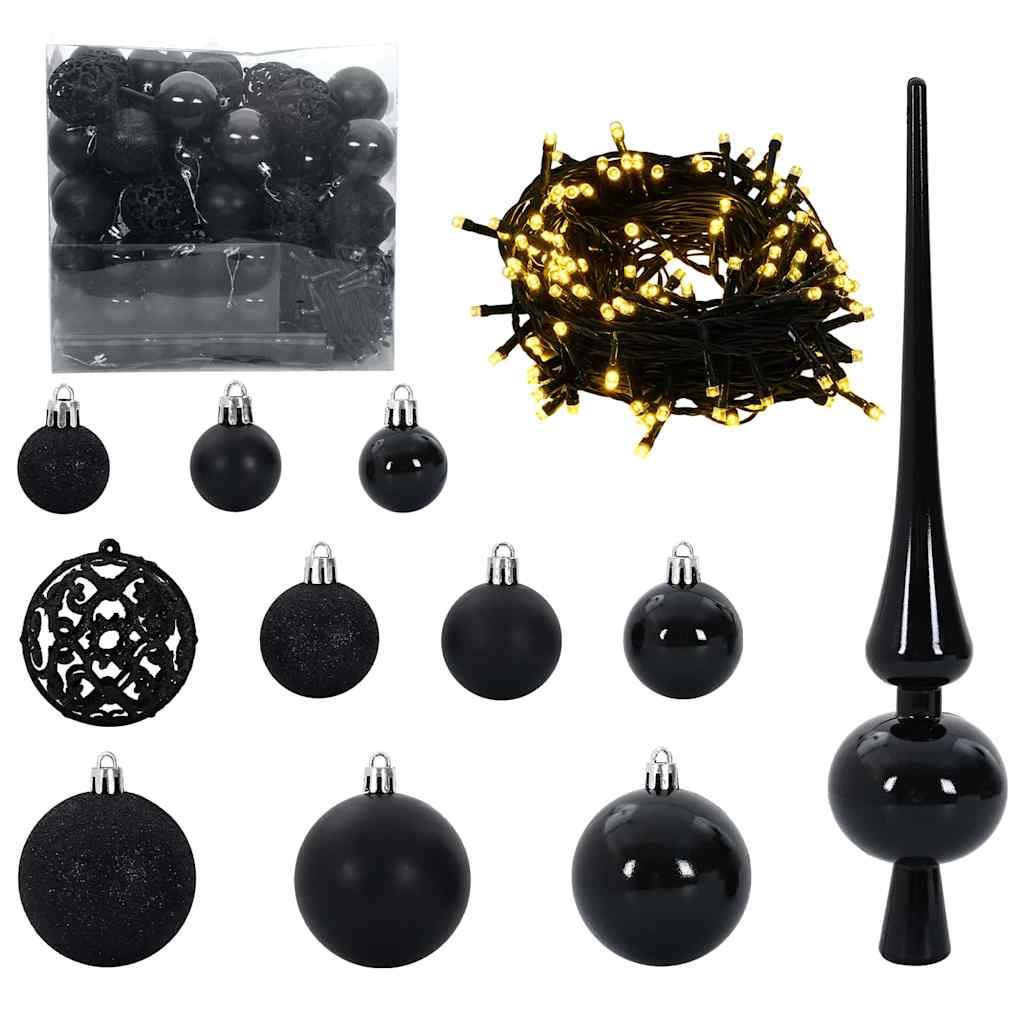 Künstlicher vorbeleuchteter Weihnachtsbaum Schwarz 210 cm PVC