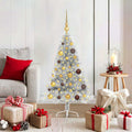 Künstlicher vorbeleuchteter Weihnachtsbaum Silber 120 cm PET