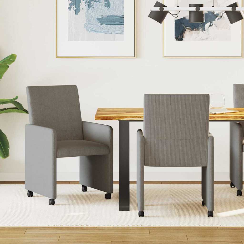 Esszimmerstühle mit Rollen 2 pcs Hellgrau 57 x 66 x 94 cm