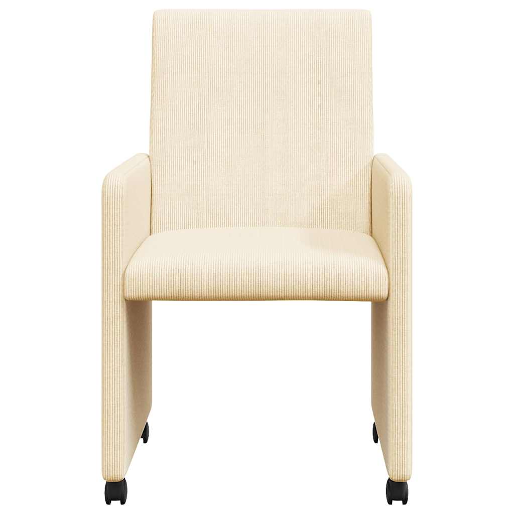 Esszimmerstühle mit Rollen 2 pcs Creme 57 x 66 x 94 cm