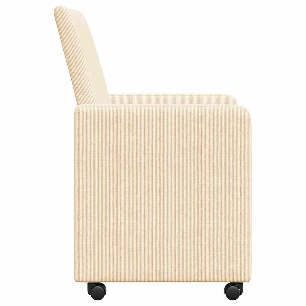 Esszimmerstühle mit Rollen 2 pcs Creme 57 x 66 x 94 cm