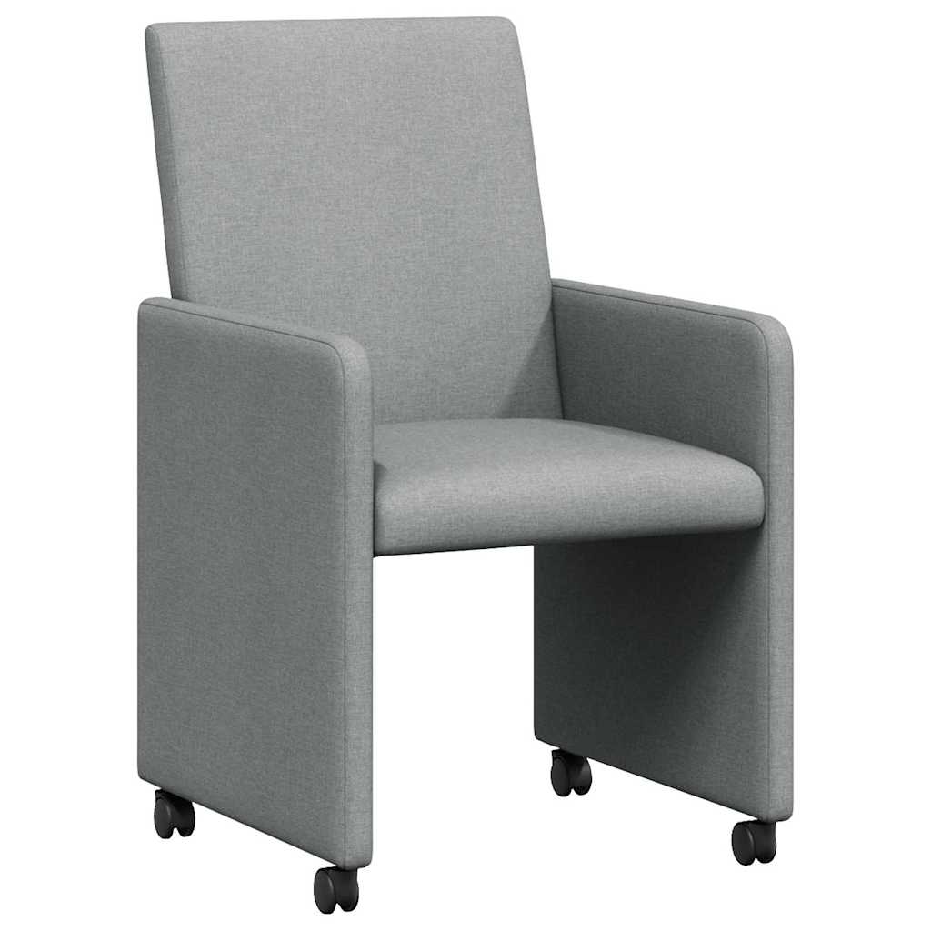 Esszimmerstühle mit Rollen 2 pcs Hellgrau 57 x 66 x 94 cm Stoff