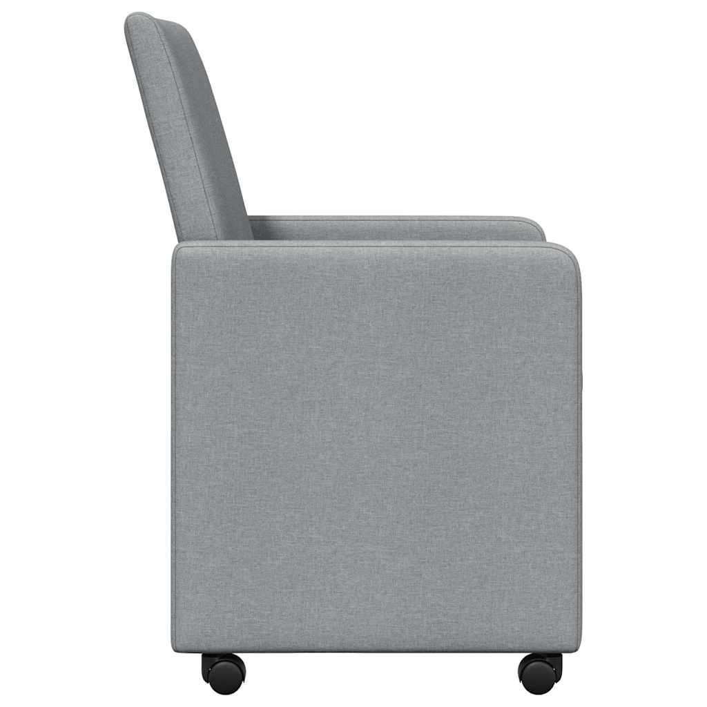 Esszimmerstühle mit Rollen 2 pcs Hellgrau 57 x 66 x 94 cm Stoff