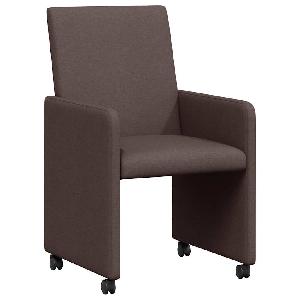 Esszimmerstühle mit Rollen 2 pcs Dunkelbraun 57 x 66 x 94 cm