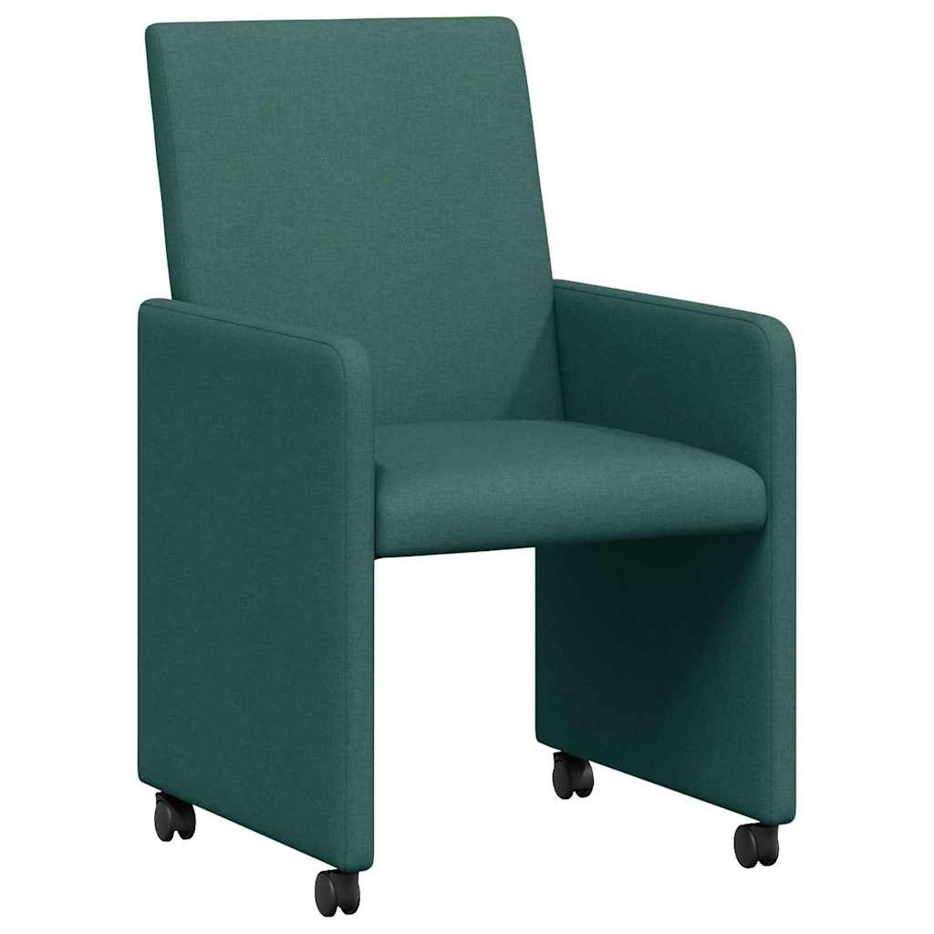 Esszimmerstühle mit Rollen 2 pcs Dunkelgrün 57 x 66 x 94 cm