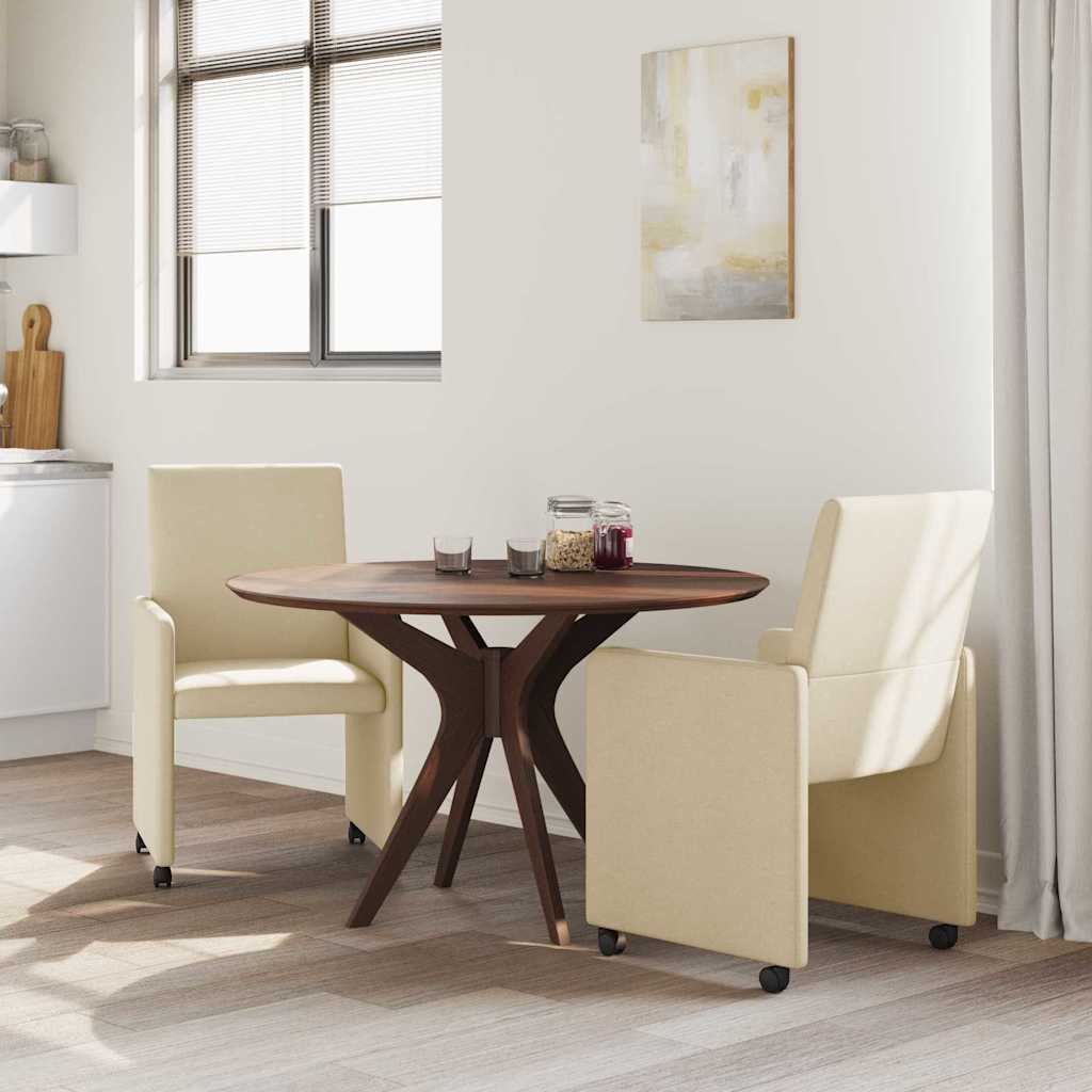 Esszimmerstühle mit Rollen 2 pcs Creme 57 x 66 x 94 cm Stoff