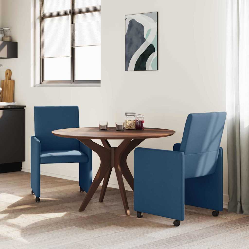 Esszimmerstühle mit Rollen 2 pcs Blau 57 x 66 x 94 cm Stoff