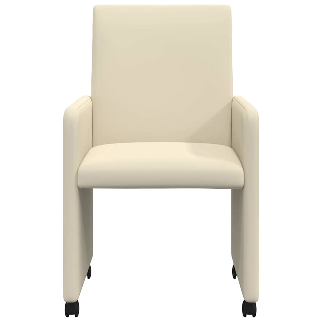 Esszimmerstühle mit Rollen 2 pcs Creme 57 x 66 x 94 cm