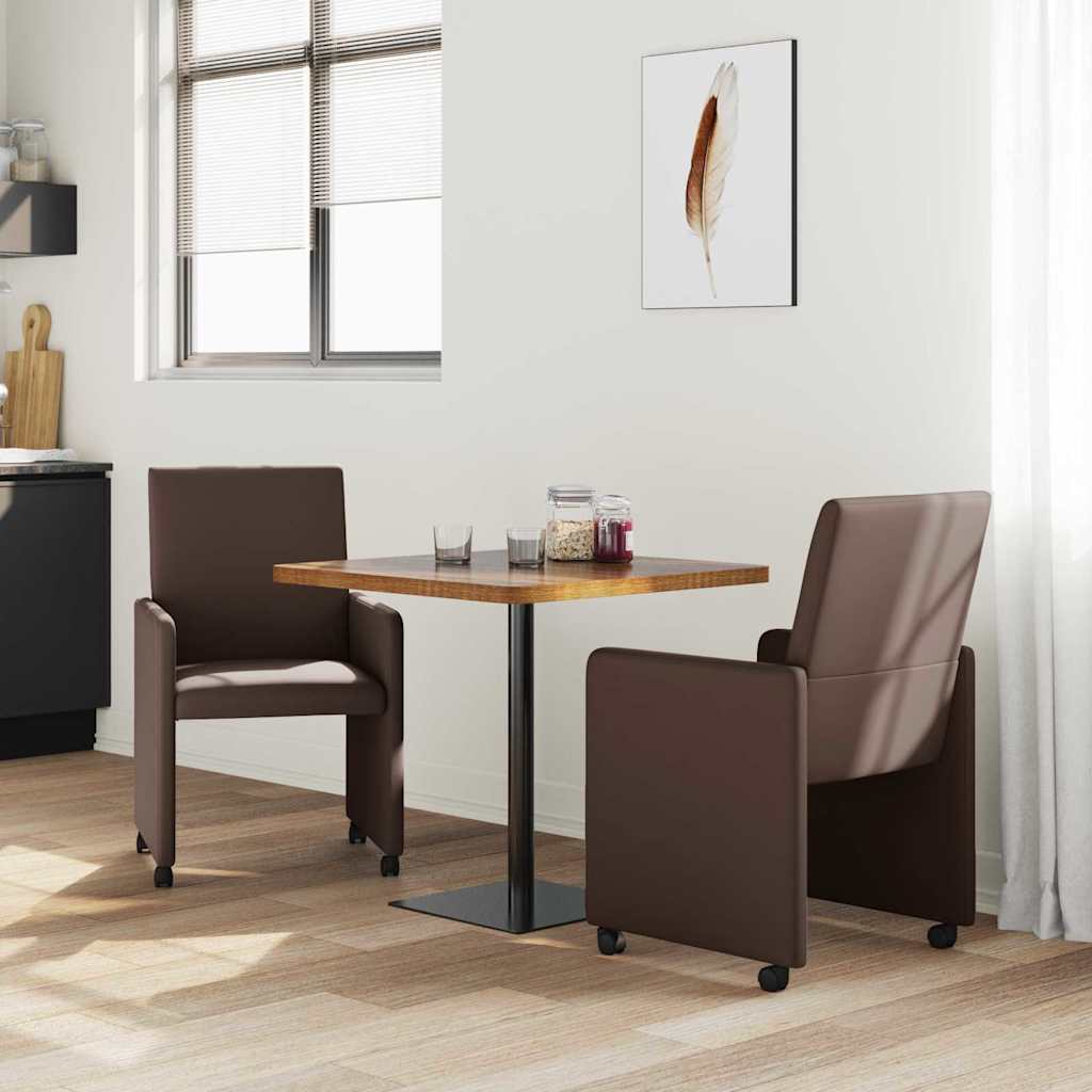 Esszimmerstühle mit Rollen 2 pcs Braun 57 x 66 x 94 cm