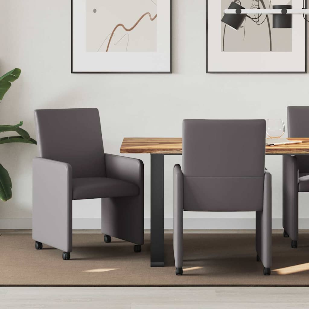 Esszimmerstühle mit Rollen 2 pcs Grau 57 x 66 x 94 cm