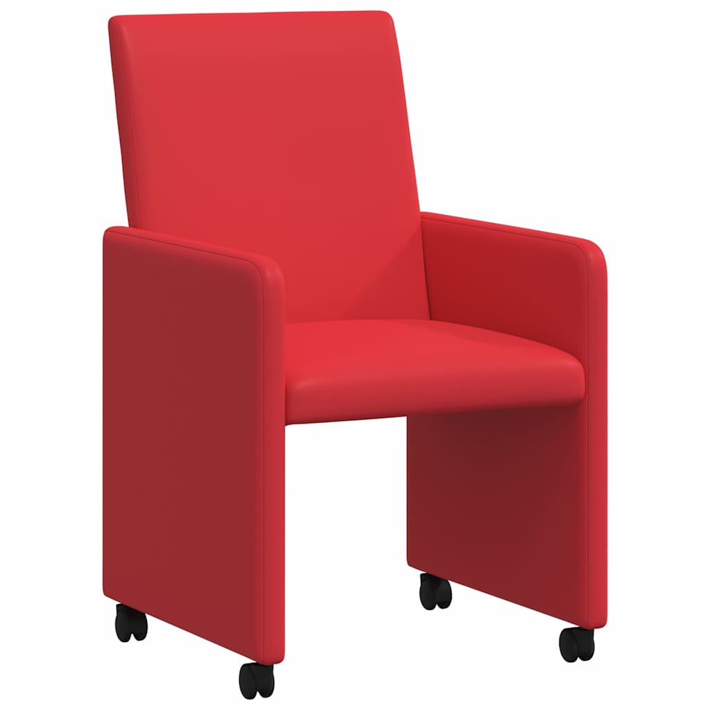 Esszimmerstühle mit Rollen 2 pcs Rot 57 x 66 x 94 cm Kunstleder