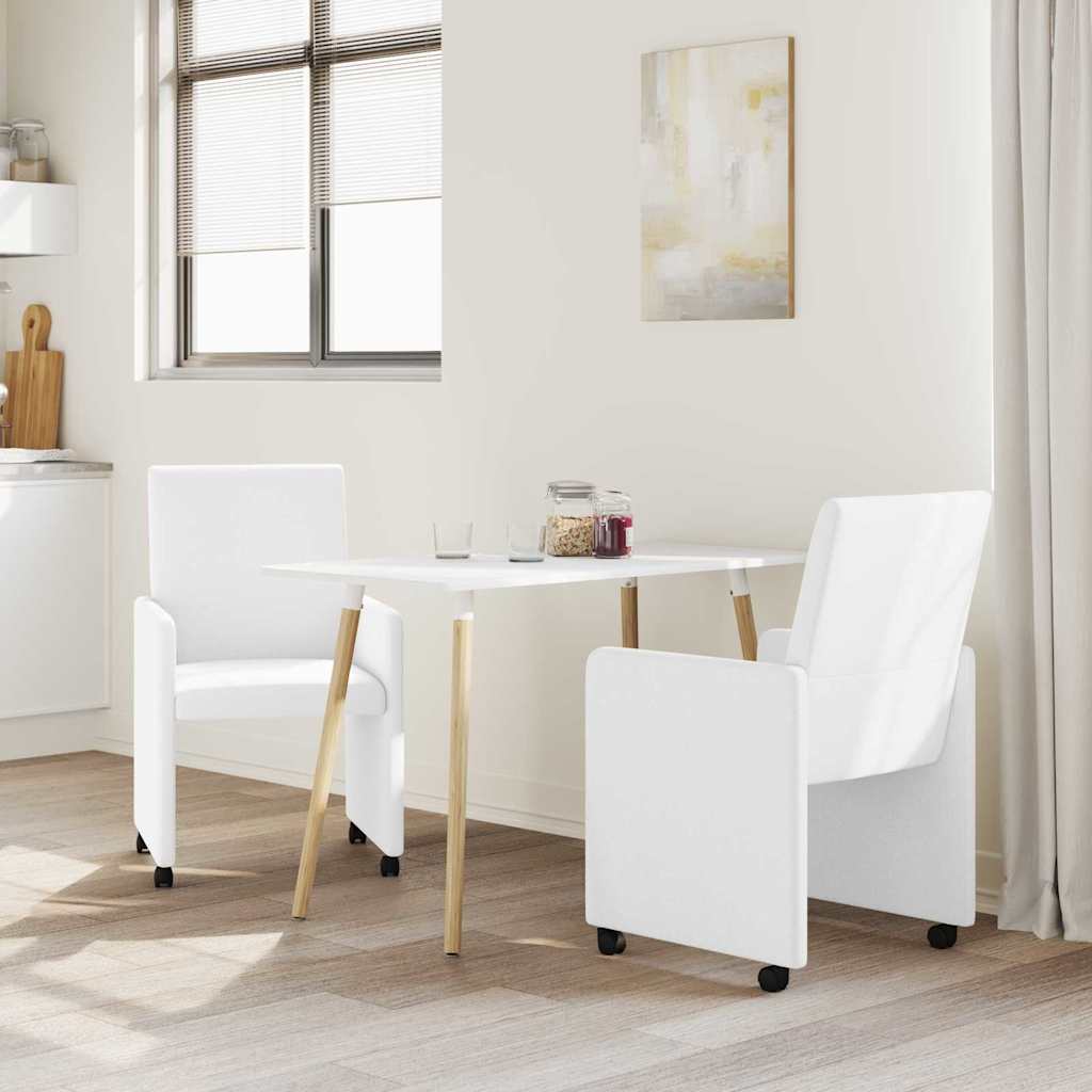 Esszimmerstühle mit Rollen 2 pcs Weiß 57 x 66 x 94 cm