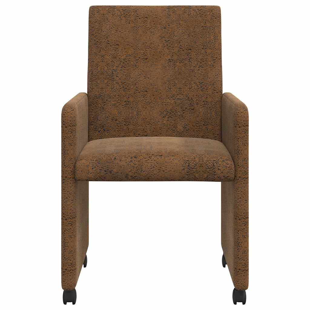 Esszimmerstühle mit Rollen 2 pcs Braun 57 x 66 x 94 cm