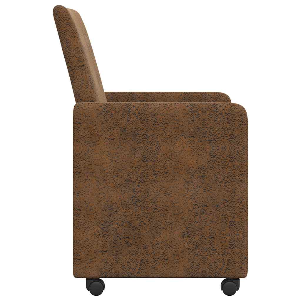 Esszimmerstühle mit Rollen 2 pcs Braun 57 x 66 x 94 cm