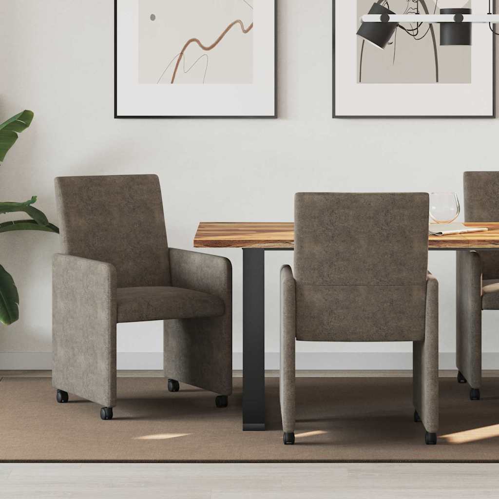Esszimmerstühle mit Rollen 2 pcs Dunkelgrau 57 x 66 x 94 cm