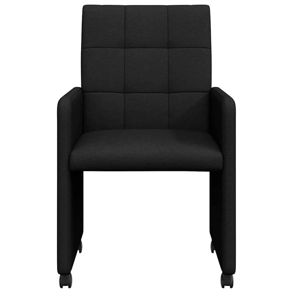 Esszimmerstühle mit Rollen 2 pcs Schwarz 58 x 65 x 94 cm Stoff
