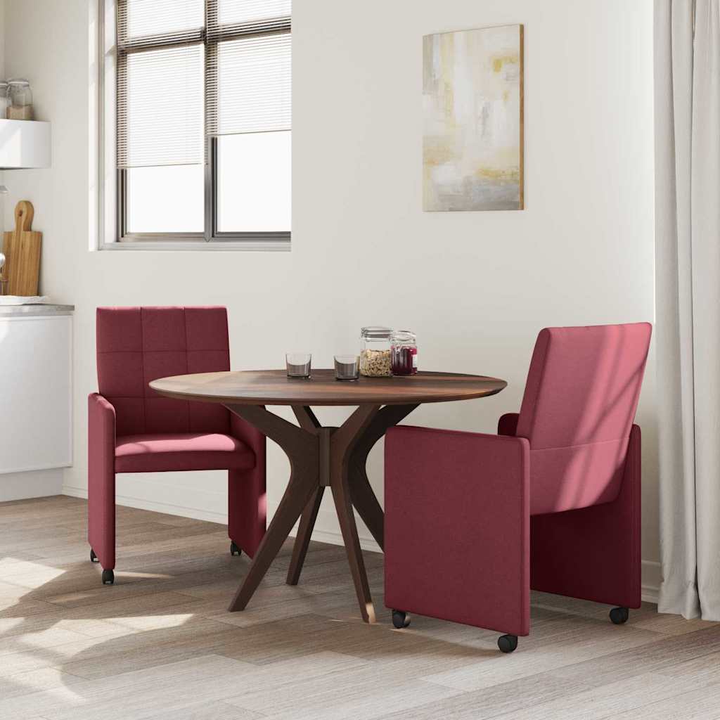 Esszimmerstühle mit Rollen 2 pcs Weinrot 58 x 65 x 94 cm Stoff