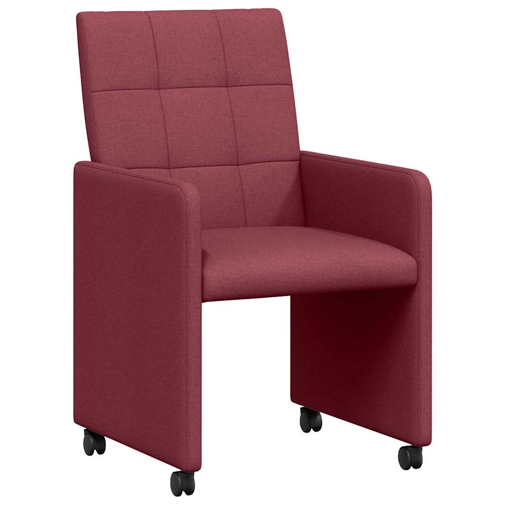 Esszimmerstühle mit Rollen 2 pcs Weinrot 58 x 65 x 94 cm Stoff