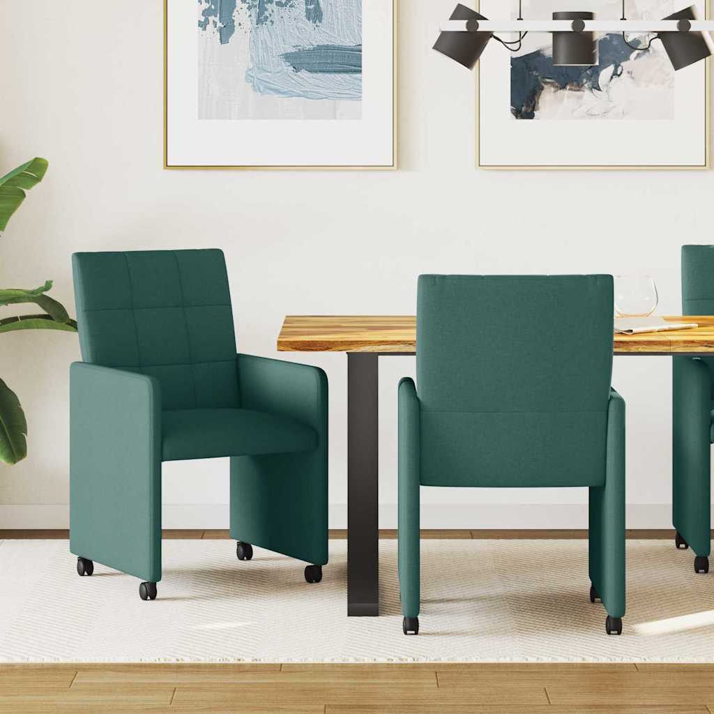 Esszimmerstühle mit Rollen 2 pcs Dunkelgrün 58 x 65 x 94 cm