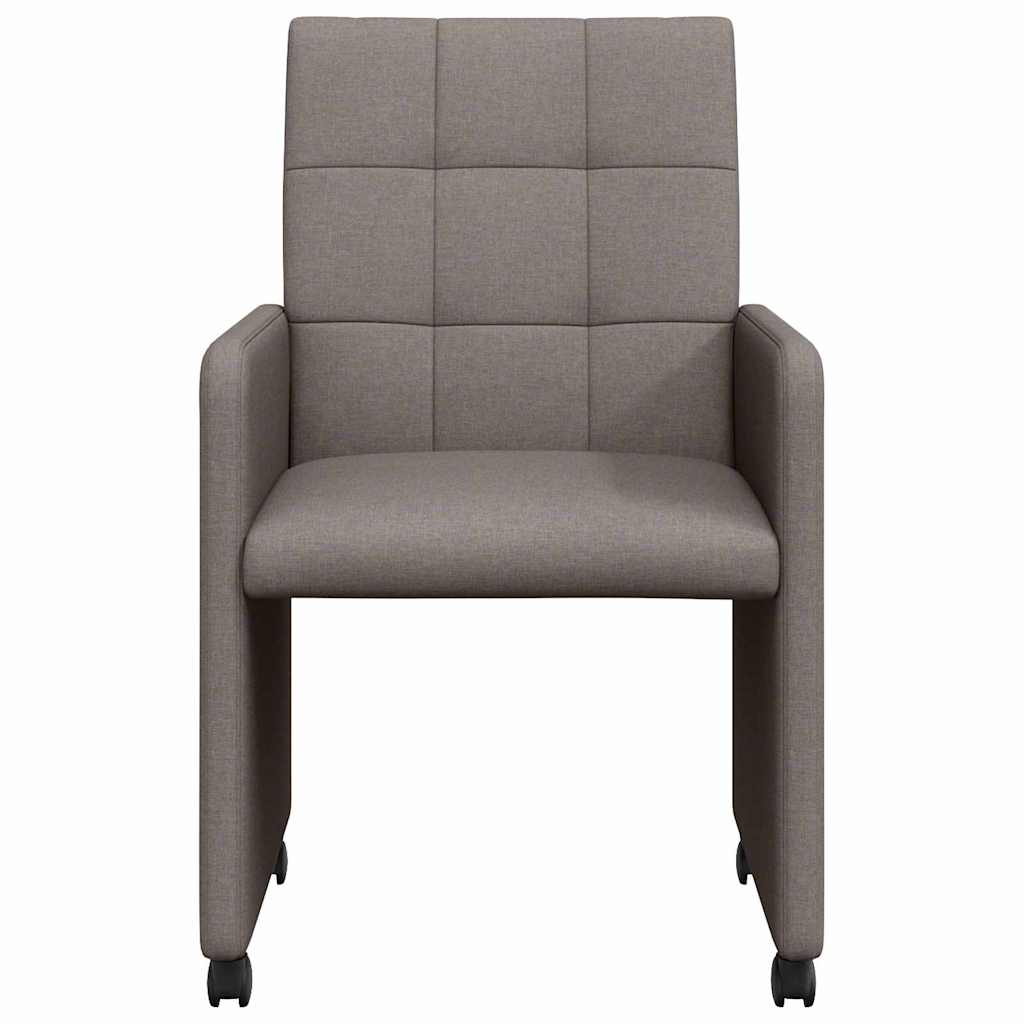 Esszimmerstühle mit Rollen 2 pcs Taupe 58 x 65 x 94 cm Stoff