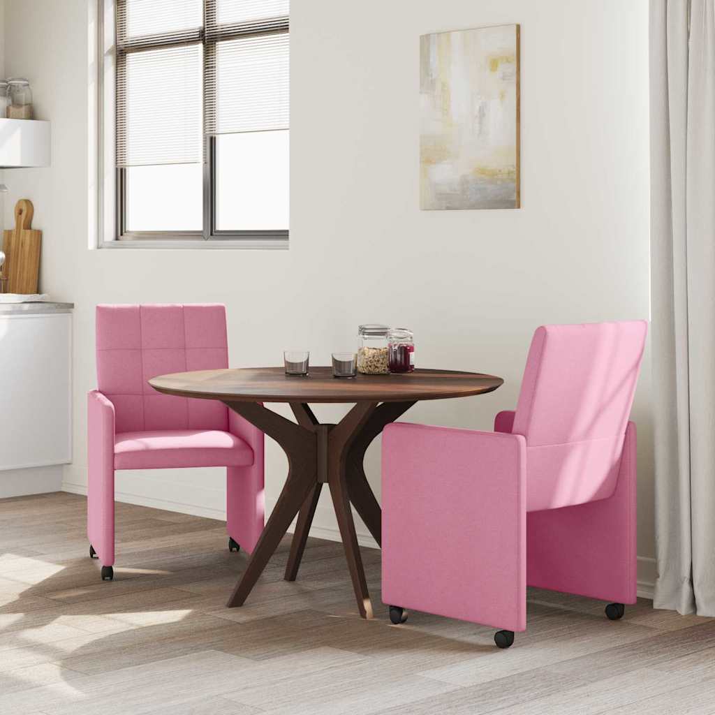 Esszimmerstühle mit Rollen 2 pcs Rosa 58 x 65 x 94 cm Stoff