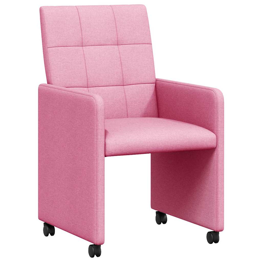Esszimmerstühle mit Rollen 2 pcs Rosa 58 x 65 x 94 cm Stoff
