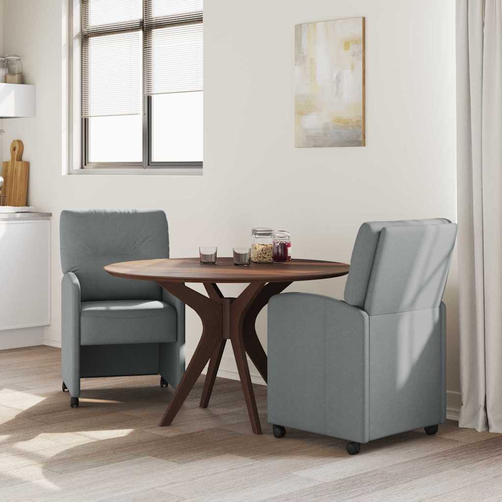 Esszimmerstühle mit Rollen 2 pcs Hellgrau 57 x 67 x 95 cm Stoff