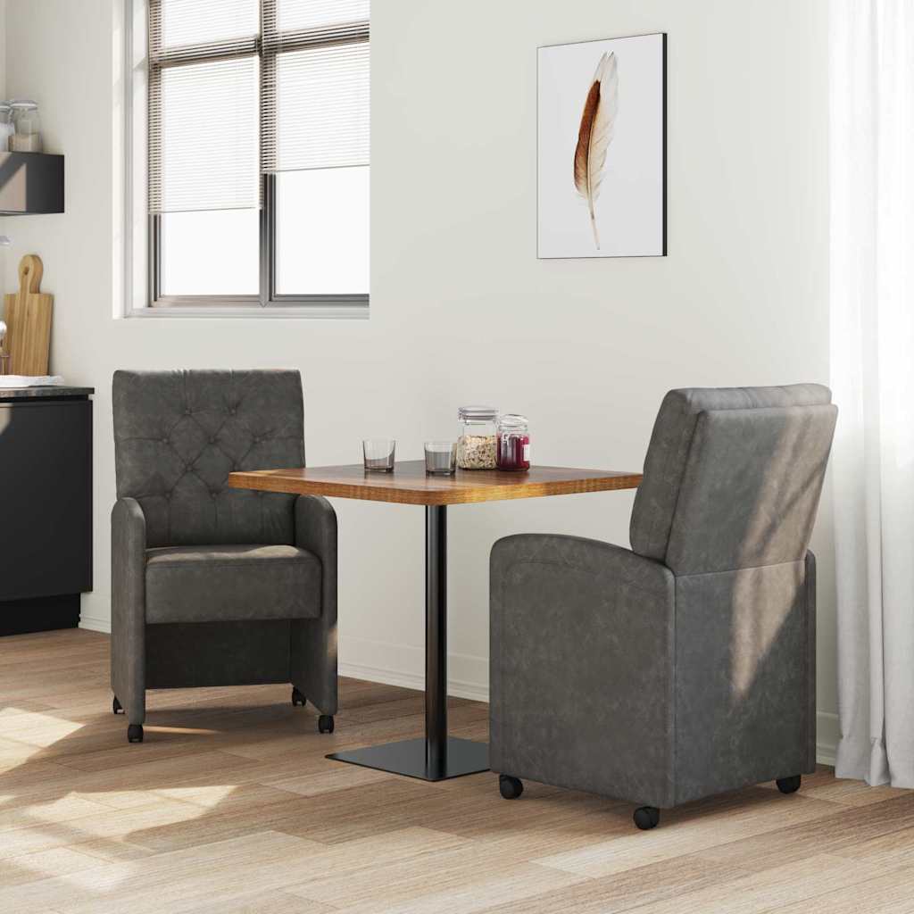 Esszimmerstühle mit Rollen 2 pcs Schwarz 58 x 67 x 97 cm