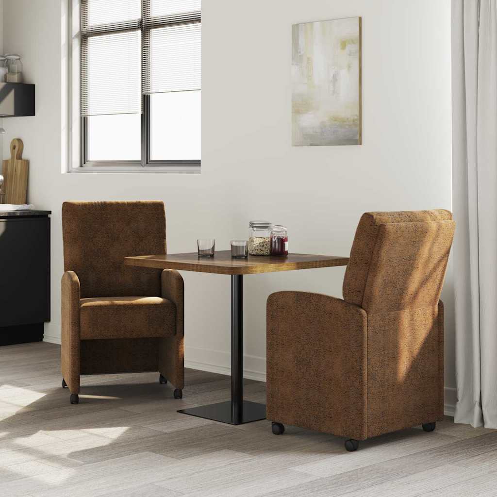 Esszimmerstühle mit Rollen 2 pcs Braun 58 x 67 x 97 cm