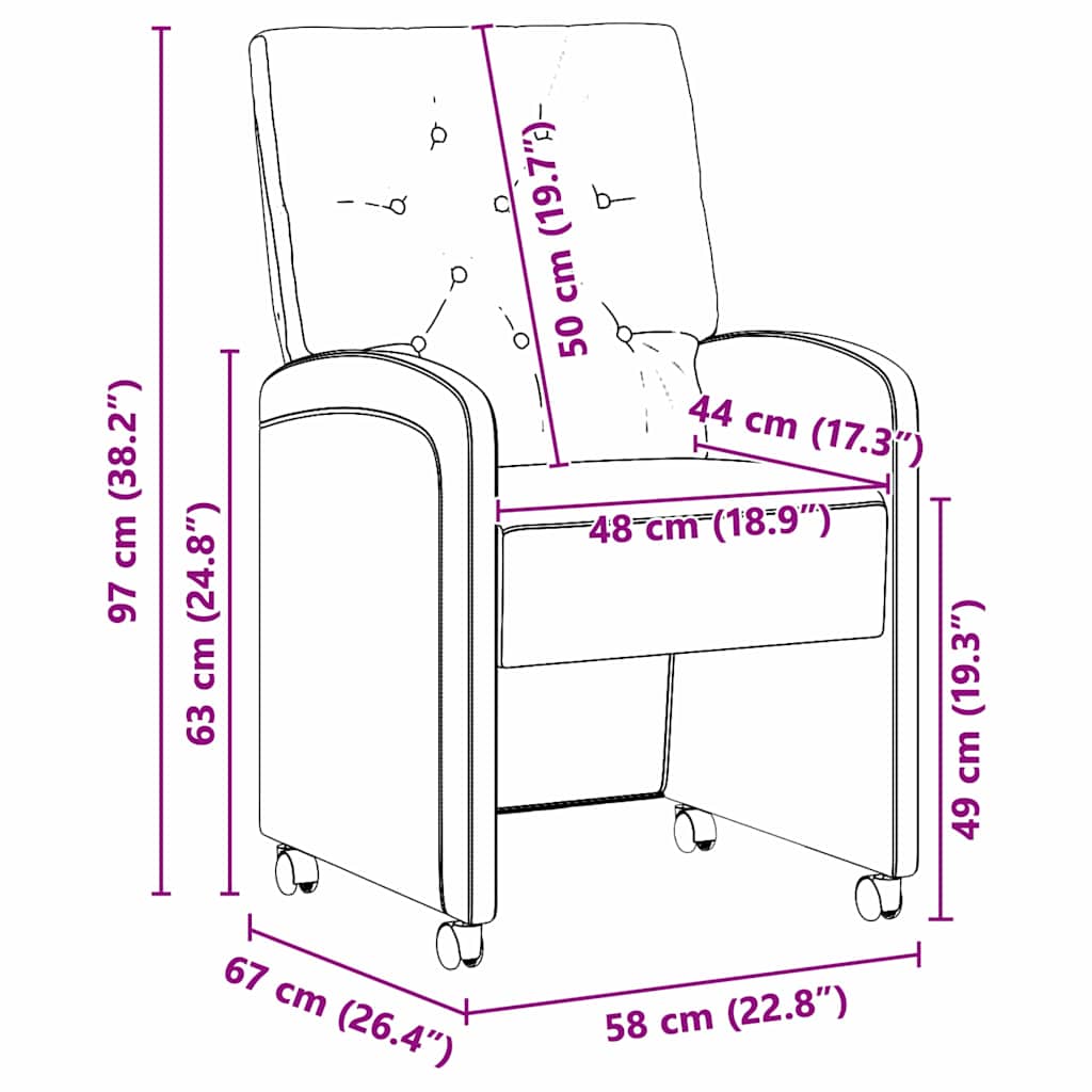 Esszimmerstühle mit Rollen 2 pcs Dunkelgrün 58 x 67 x 97 cm