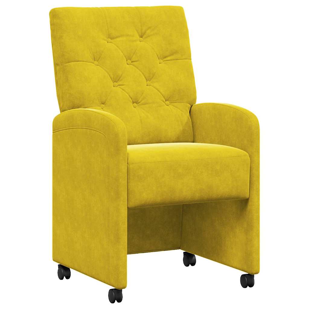 Esszimmerstühle mit Rollen 2 pcs Gelb 58 x 67 x 97 cm Samt