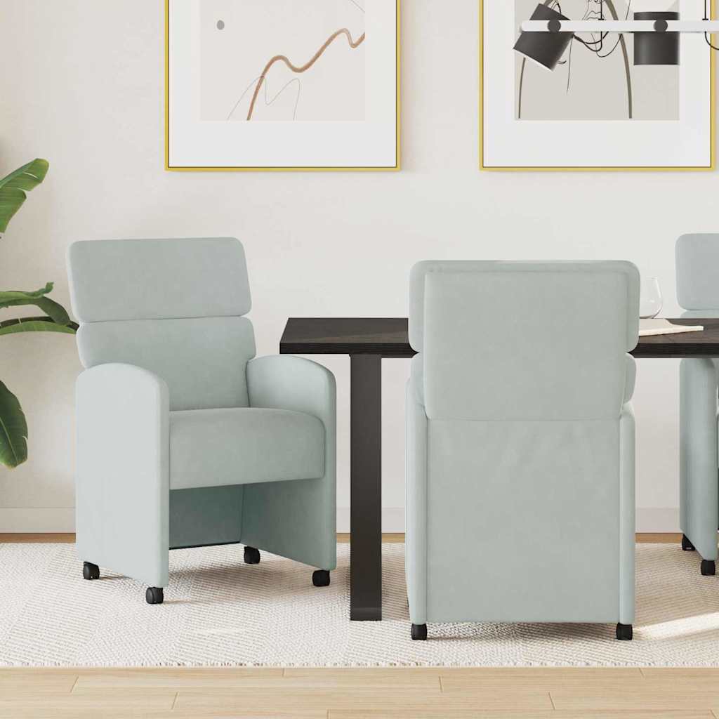 Esszimmerstühle mit Rollen 2 pcs Hellgrau 58 x 65 x 98 cm Samt