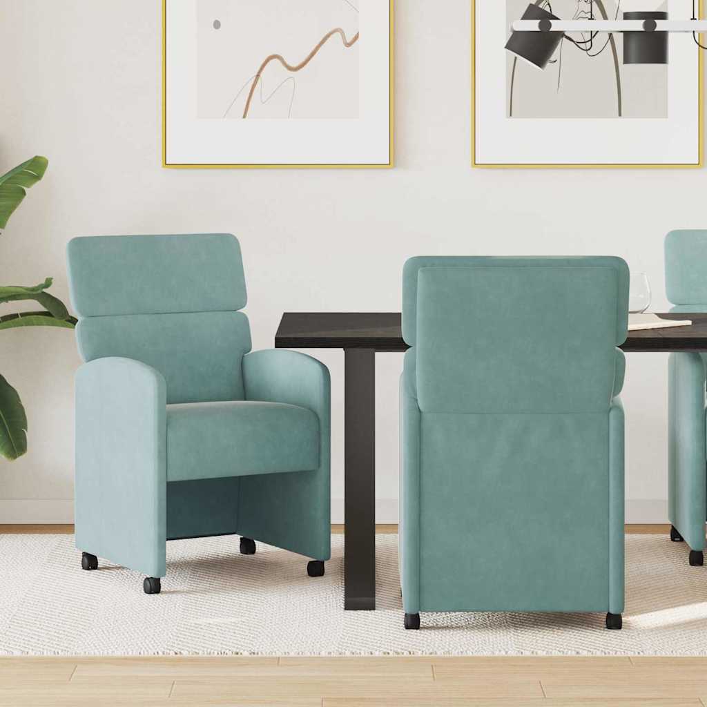 Esszimmerstühle mit Rollen 2 pcs Meergrün 58 x 65 x 98 cm Samt