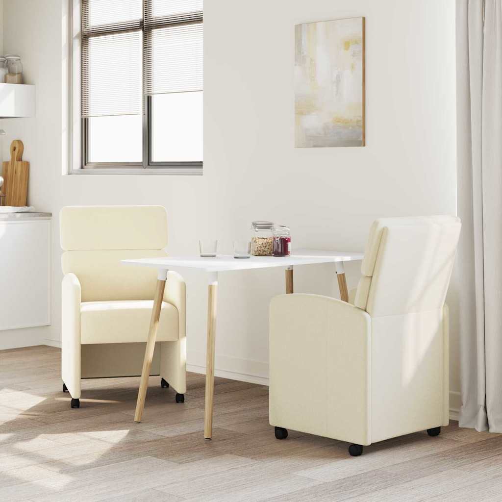 Esszimmerstühle mit Rollen 2 pcs Creme 58 x 65 x 98 cm