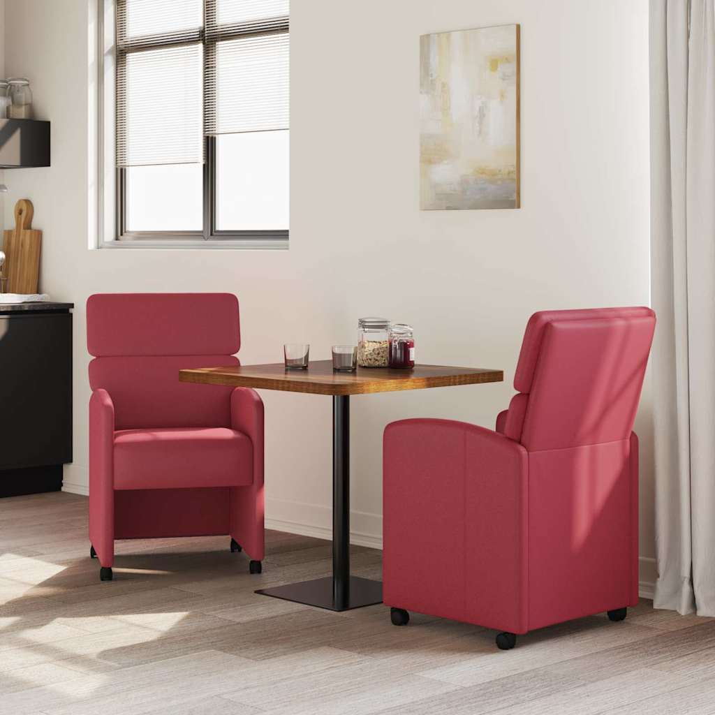 Esszimmerstühle mit Rollen 2 pcs Weinrot 58 x 65 x 98 cm