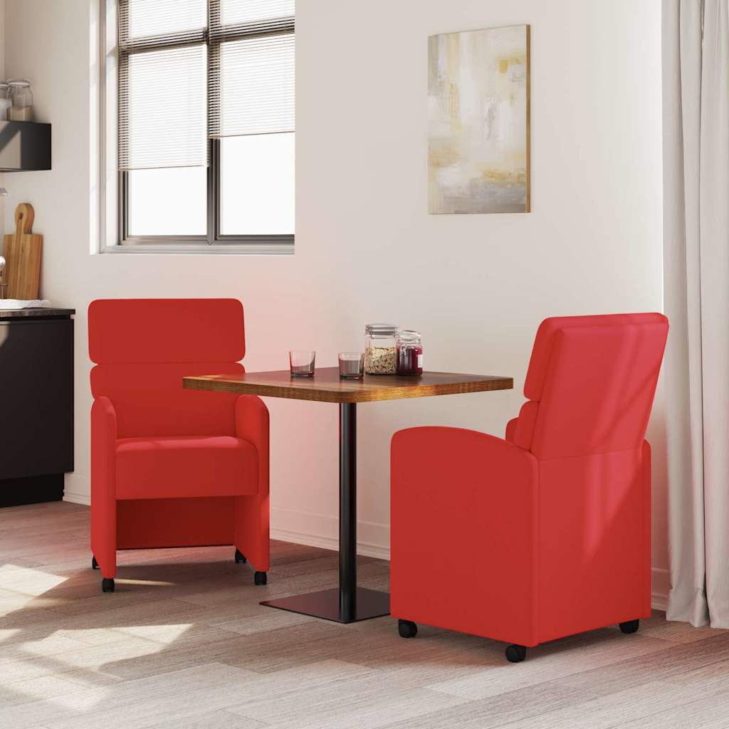 Esszimmerstühle mit Rollen 2 pcs Rot 58 x 65 x 98 cm Kunstleder
