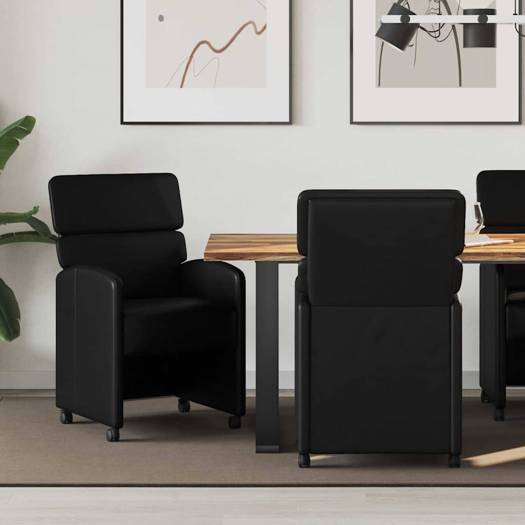 Esszimmerstühle mit Rollen 2 pcs Schwarz 58 x 65 x 98 cm