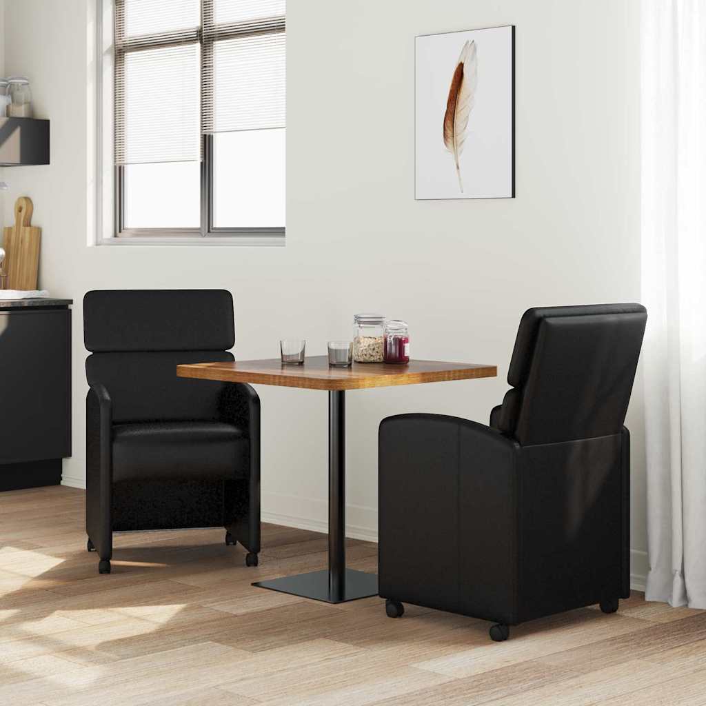Esszimmerstühle mit Rollen 2 pcs Schwarz 58 x 65 x 98 cm