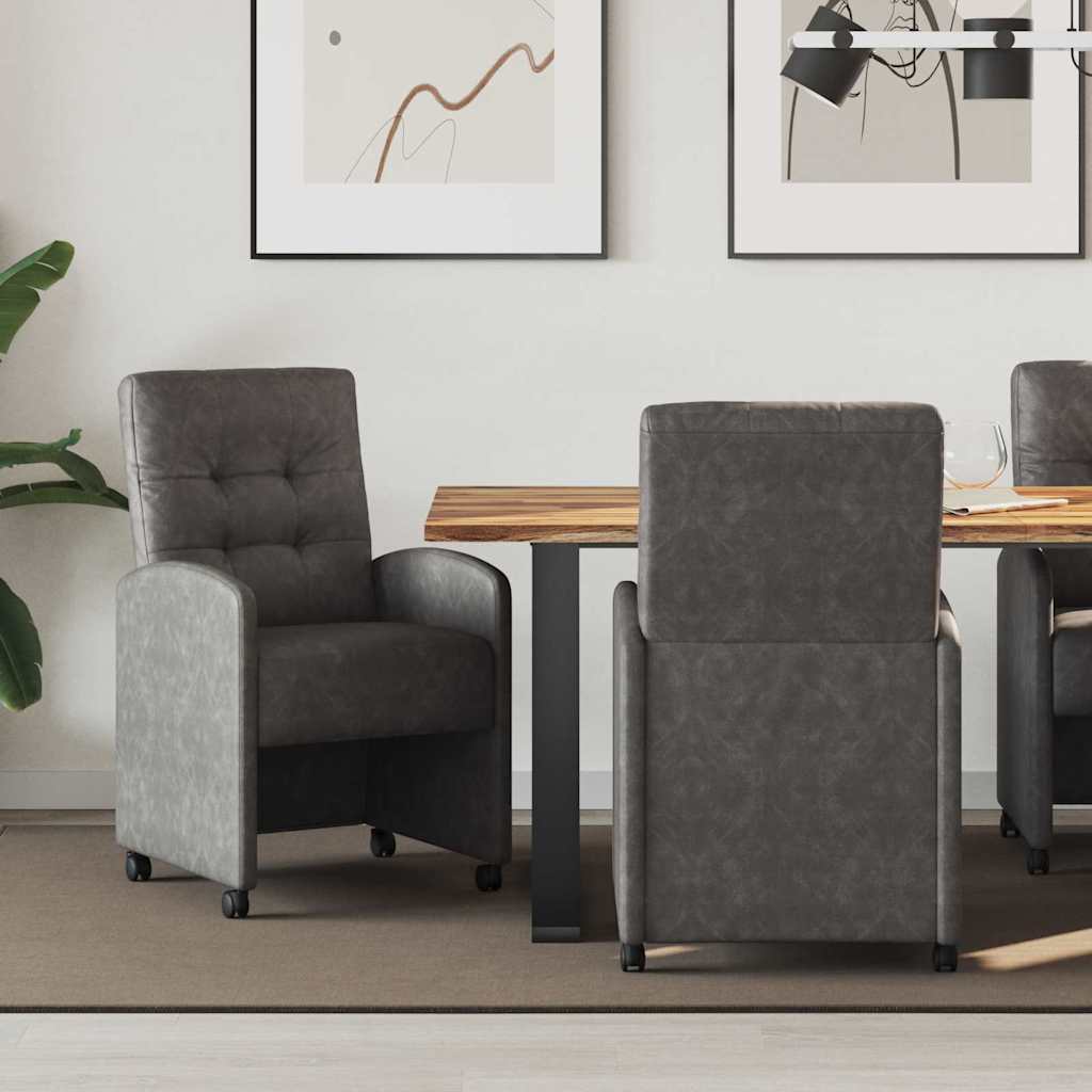 Esszimmerstühle mit Rollen 2 pcs Schwarz 58 x 67 x 97 cm
