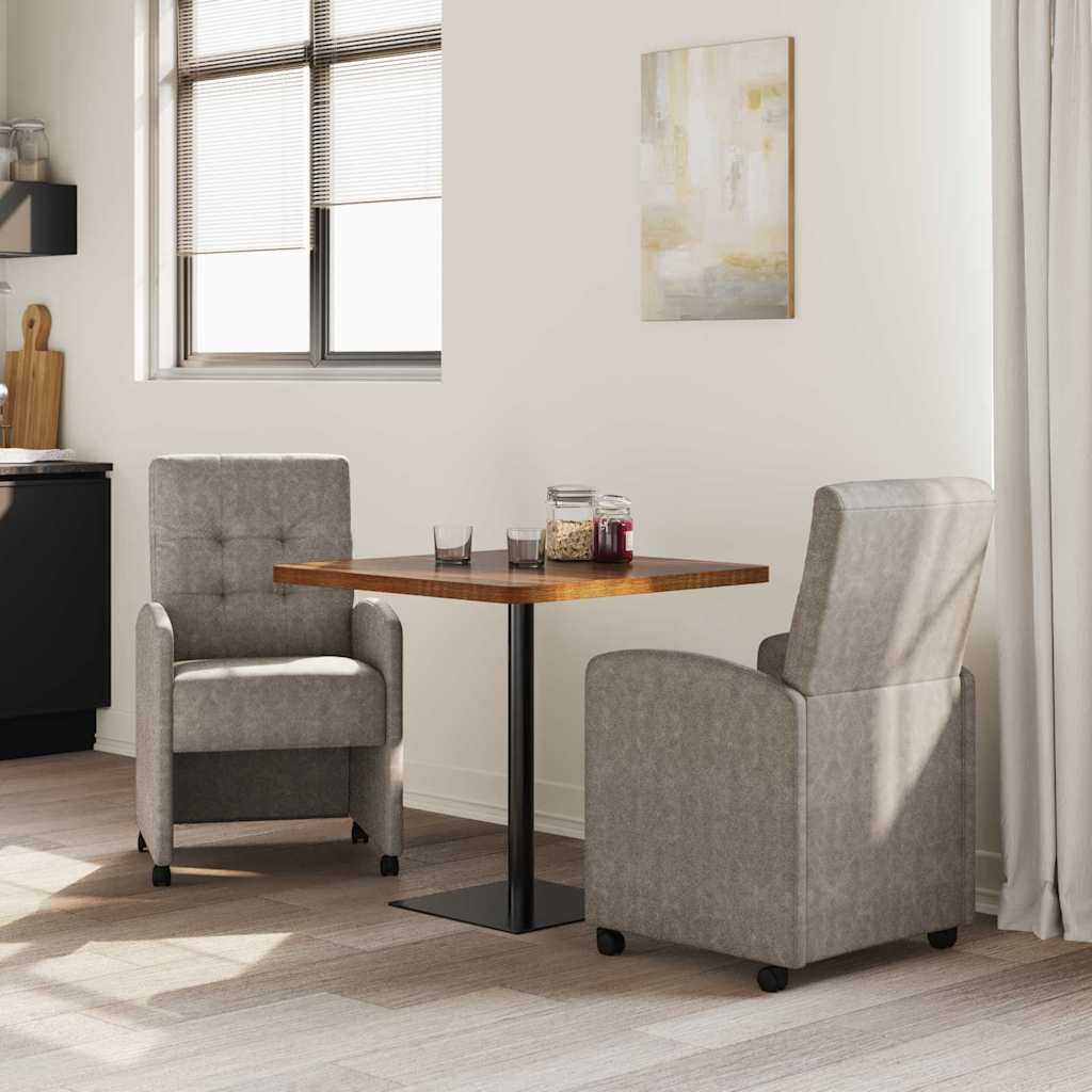 Esszimmerstühle mit Rollen 2 pcs Grau 58 x 67 x 97 cm