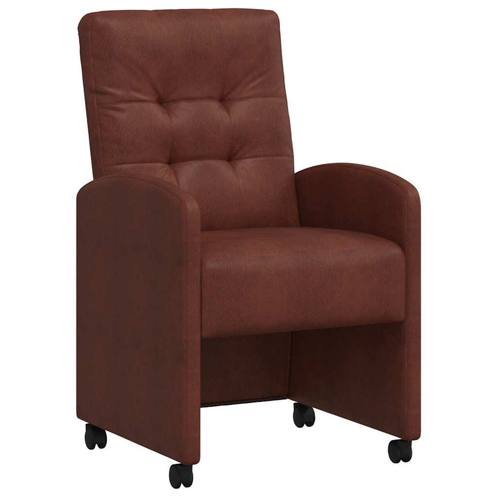 Esszimmerstühle mit Rollen 2 pcs Glänzendes Braun Kunstleder